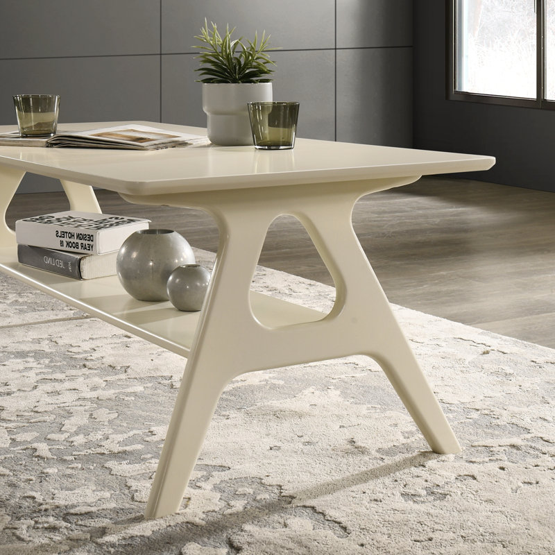 Buendia moderne en bois avec tablette, Blanc cassé