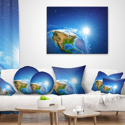 Lever de soleil sur la terre, paysage - coussin imprimé