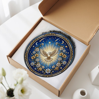 Panneau de vitrail en verre coloré Dove Radiance H 12 po