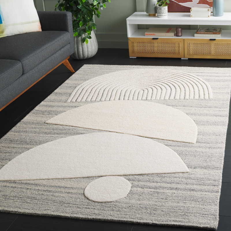 Lecresha Ebony Hand Tufted Wool Pile Rug, Rectangle 5' x 8'