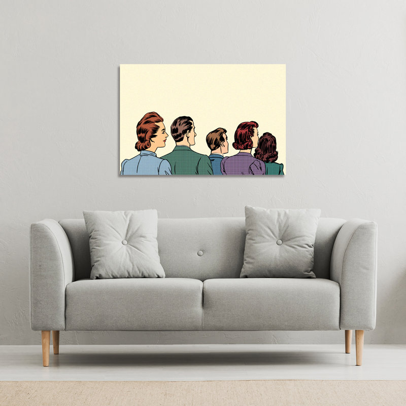 A Crowd Of Spectators Stand Back Retro Style Pop Art Canvas Print by Andrew Lee - Wrapped Canvas Print