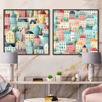 Ensemble de 2 collages carrés abstraits de couleur nordique pastel doux