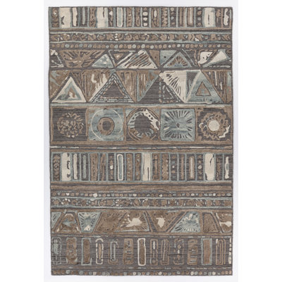 Tapis tissé à la main brun et noir Dominguez