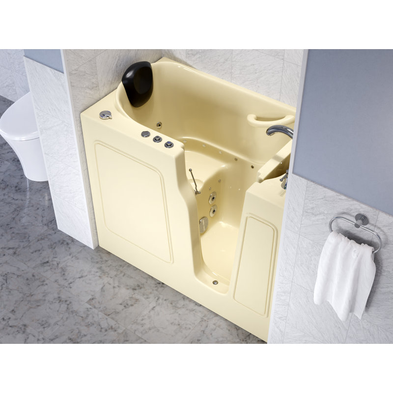 Therapeutic Tubs 26 in. x 46 in. Right Drain Quick Fill Walk-In Whirlpool and Air Tub with Powered Fast Drain in Biscuit