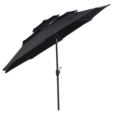 Parasol de terrasse pour grand marché à 3 niveaux avec parasol ventilé 10 pi 10 pi 10 po