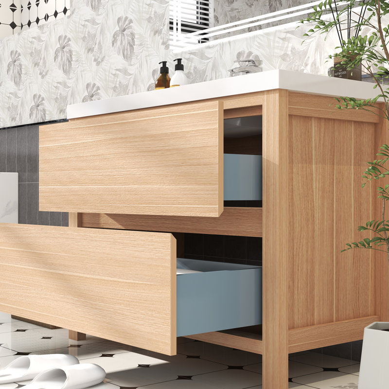 Meuble-lavabo simple avec plateau 41,5 po Cassopolis, Chêne clair