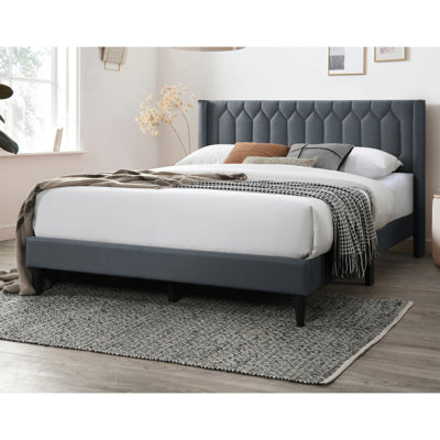 Lit de tête de lit moderne moderne en tissu de jute gris anthracite