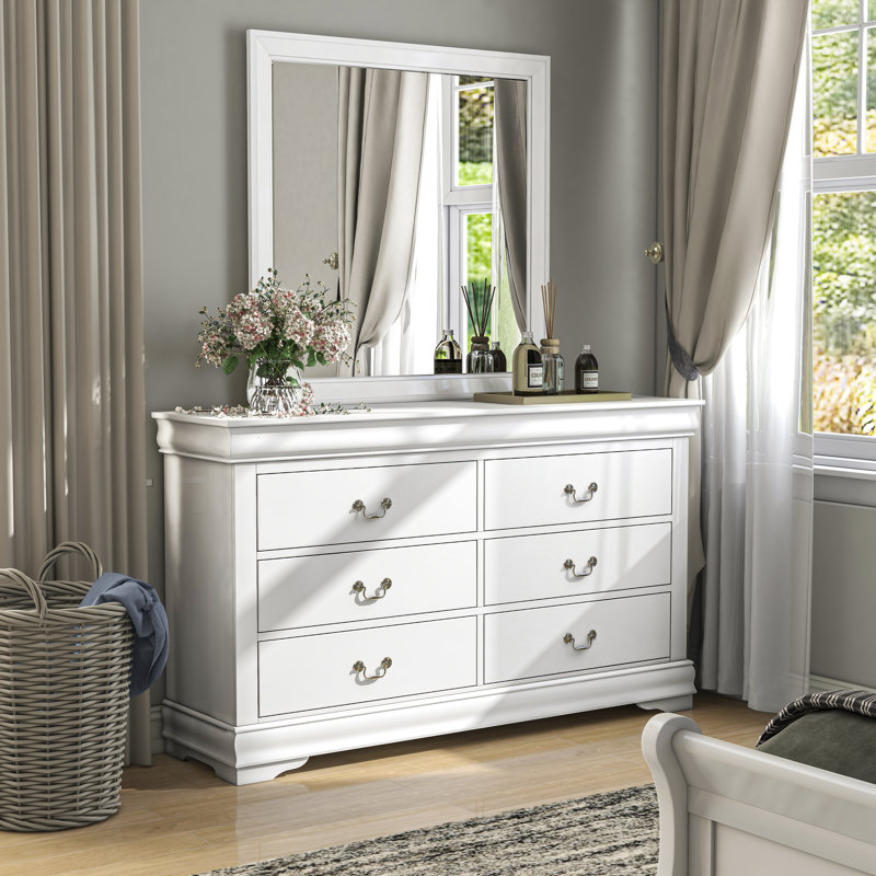 Ensemble commode et miroir 2 pièces Emelinda, Blanc