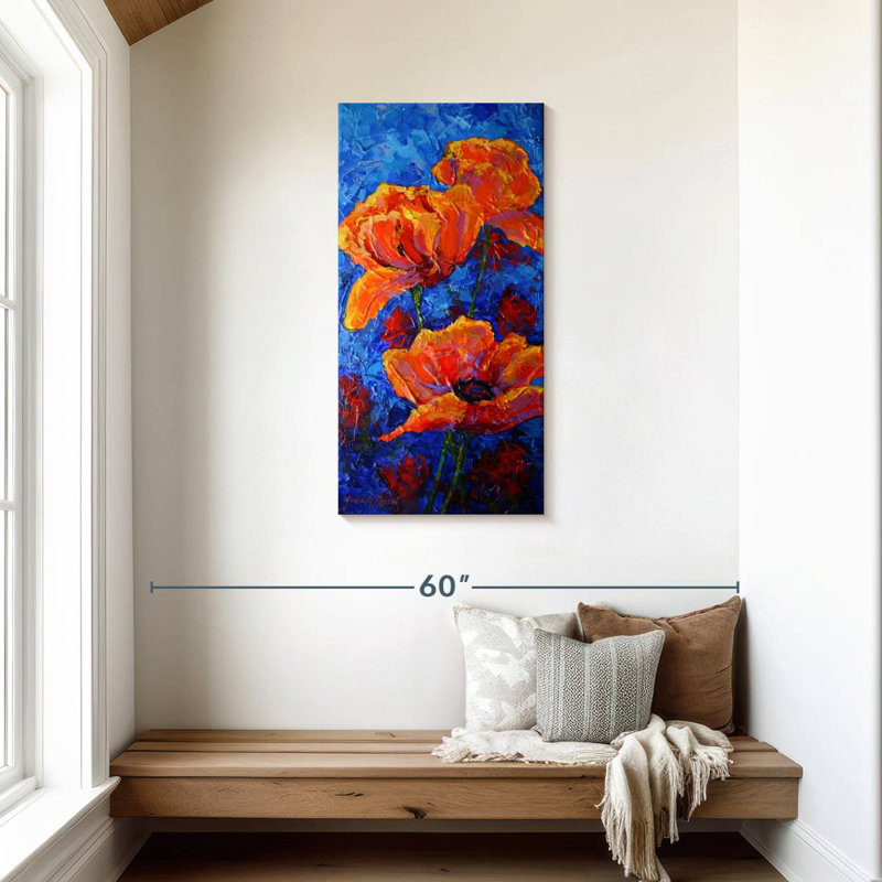Coquelicots orange I, H 42 po x l 21 po