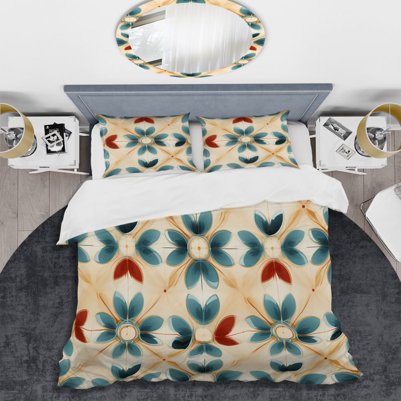 Ensemble de housse de couette Ramsati, Housse de couette pour grand lit et 2 taies décor, Floral