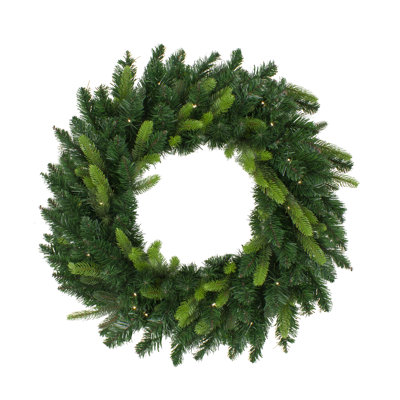 Pre-Lit Gunnison Pine Artificial Christmas Wreath 36-Inch Warm White LED Lights