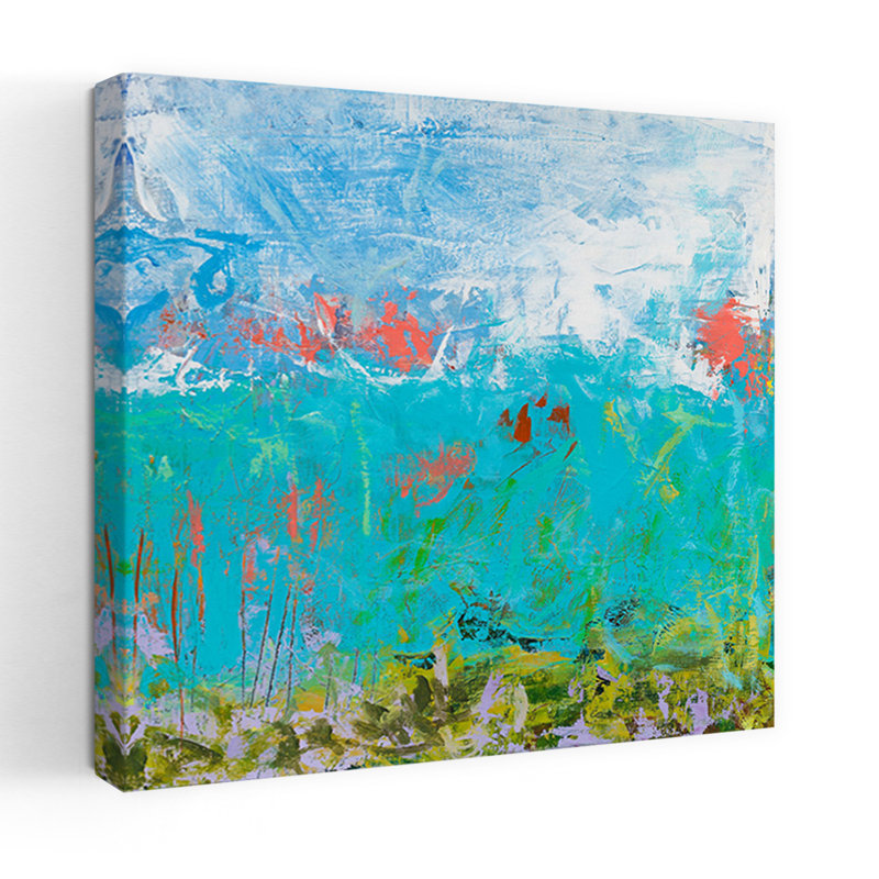 Cerulean Escapes II, art abstrait contemporain, H 18 po x l 18 po