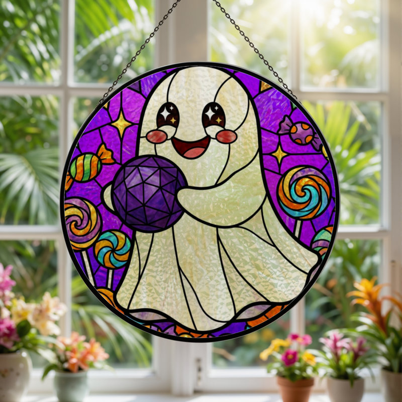 Panneau de vitrail 12 "H Ghost Candy
