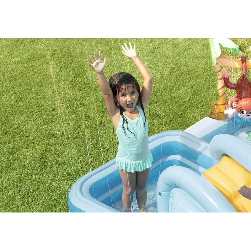 Intex 96" x 78" x 28" Blue and Yellow Inflatable Jungle Adventure Kiddie Pool