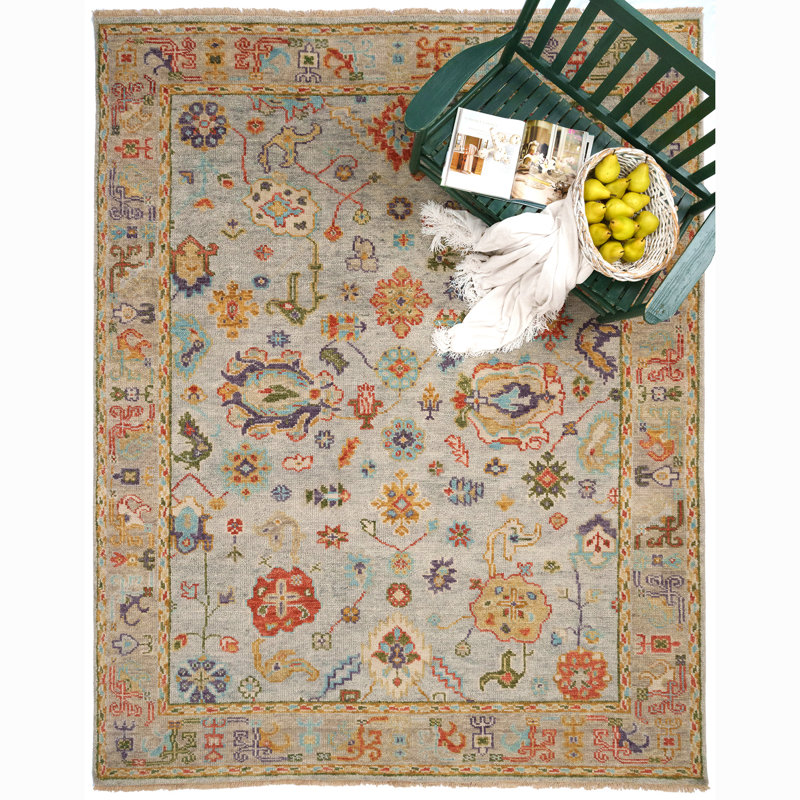 Elan Hand Knotted Wool Oriental Area Rug in Multi, Rectangle 8' x 10'