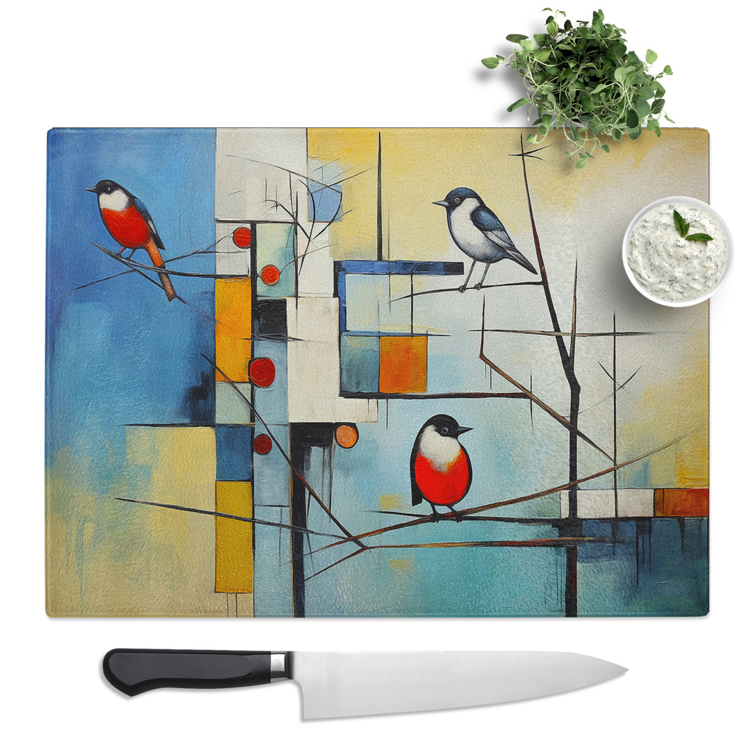 Bird Constructivism  Glass Chopping Board