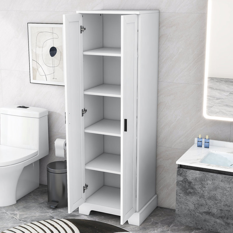 Winshell Freestanding Bathroom Cabinet with Adjustable Shelves, White