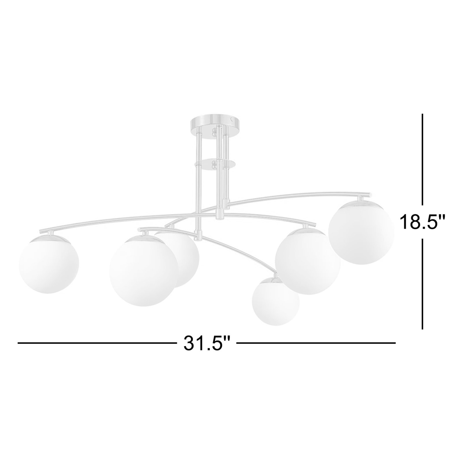 Fairfax 51" 9-Light Semi Flush Mount, Gold, 6