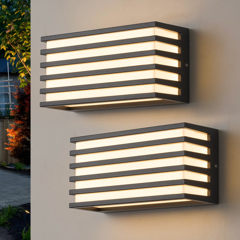 Luminaires muraux d'extérieur à DEL modernes en aluminium noir (ensemble de 2)