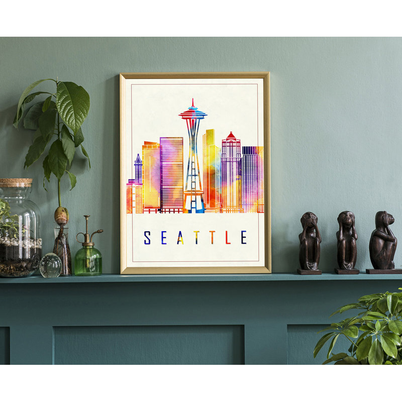 Illustration moderne de Seattle, villes américaines, impression sans cadre, Washington State, affiche d'art mural