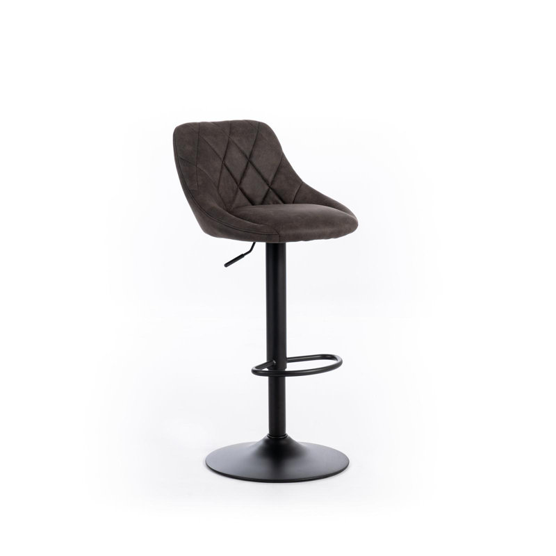 Cutchogue Swivel Upholstered Adjustable Height Bar Stool, Grey