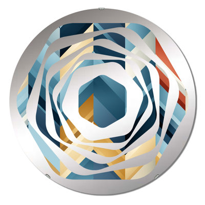 Blue And Golden Geometric Chevron - Amorphe Decorative Mirror