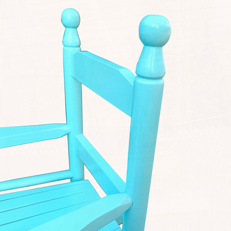 Chaise berçante en bois massif massif, Bleu pâle