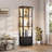  Display Shelf With 3 Color Light, Dimmable Led Floor Lamp With Shelves, Bookshelf With Drawer, Display Standing Shelf Unit For Bedroom, Living Room, Black