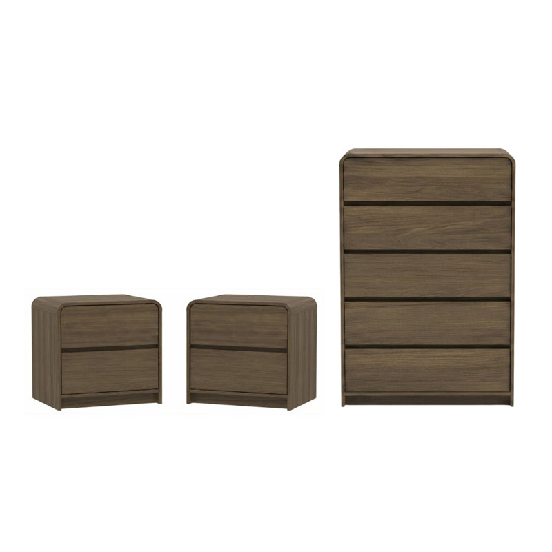 Rishel Modern Bedroom Set, 3 Pcs: Dresser 6, 2 Nightstands