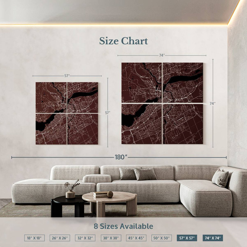 Aliaz Ottawa City Map, 57" H x 57" W