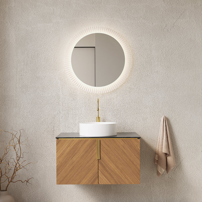 Meuble-lavabo mural moderne avec lavabo, armoire de rangement à deux portes, idéal pour l'organisation de la salle de bain et le style