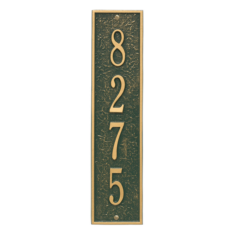Plaque d'adresse murale personnalisée 4 lignes Hagen, Vert/doré