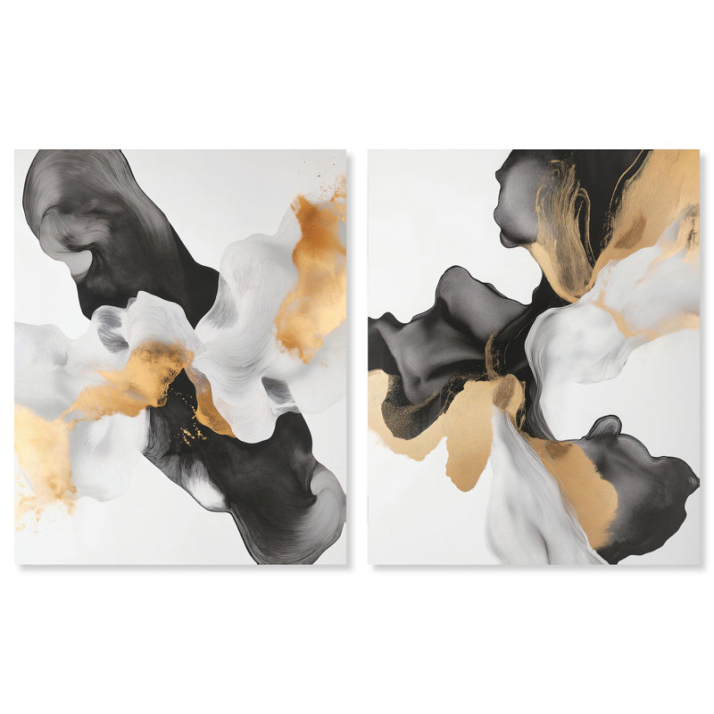«Celestial Boundaries», ensemble de 2 élégantes œuvres d'art modernes par Art Remedy, Toile tendue, H 30 po x l 24 po