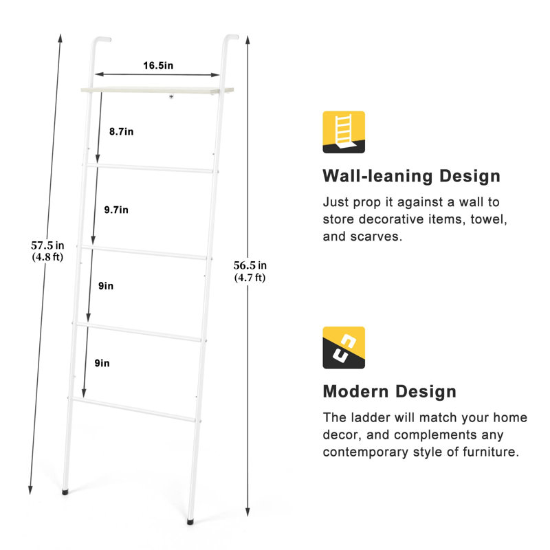 5' Blanket Ladder, White