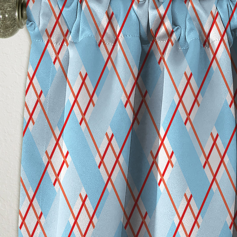Blue And Red Plaid - Abstract Mid-Century Modern Blackout Curtain Single Panel, 52" W x 108" L