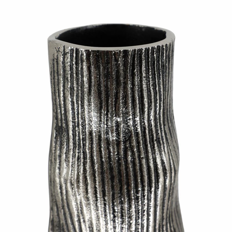 Grand vase cylindrique en métal Silhouette, H 20 po x l 7 po x P 7 po, Argent