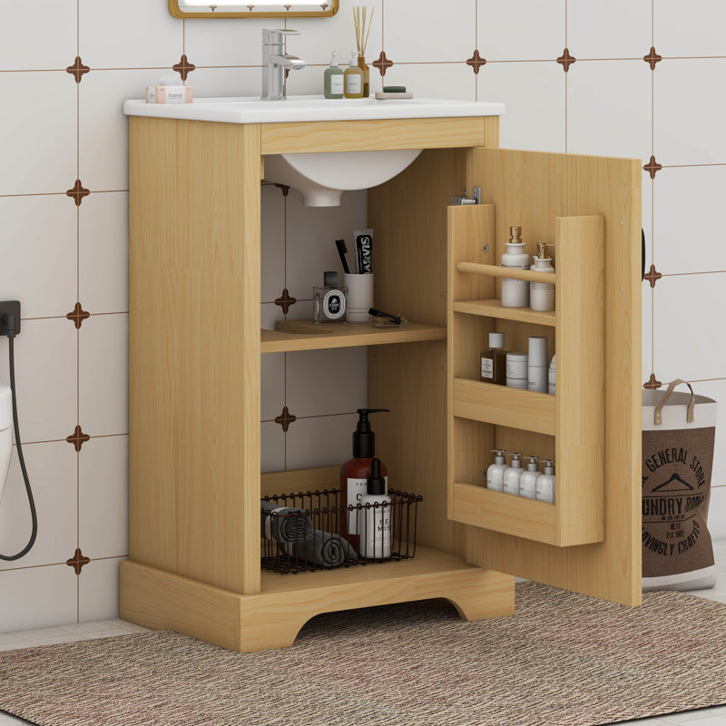 Meuble-lavabo de 20 po avec lavabo, support de rangement et tablette réglable 20 po
