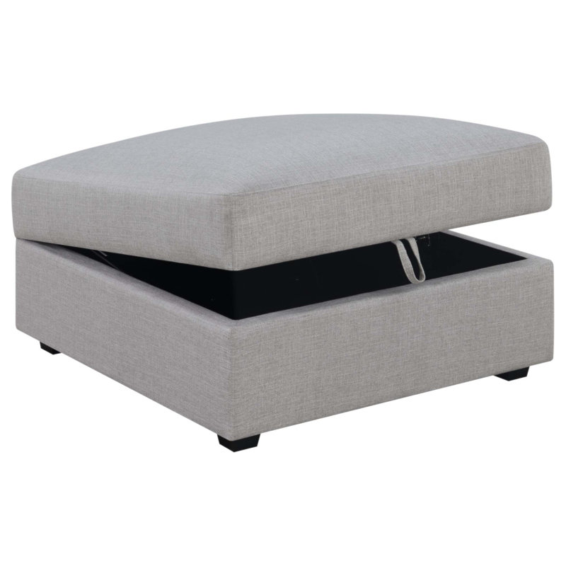 Repose-pieds de rangement carré Austin avec compartiment caché, parfait pour un décor moderne et polyvalent.