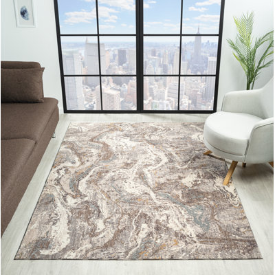 Nytalya - Tapis abstrait tourbillon gris avec design artistique contemporain
