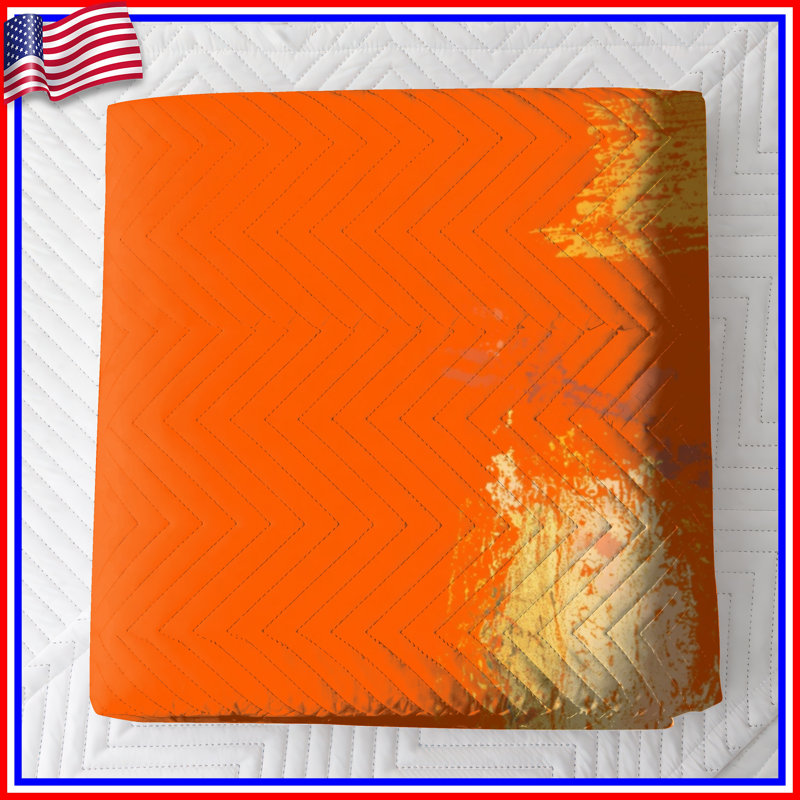 Couvre-lit matelassé orange à motif coup de pinceau orange toutes tailles, Lit simple