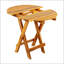 Table d'appoint pliable et réglable en bois d'acacia avec finition en teck, aucune installation requise pour une utilisation intérieure et extérieure