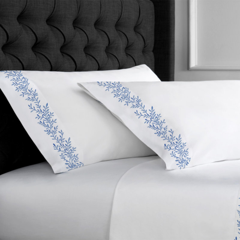 Canberra Floral Sheet Set, Blue, Full Sheet Set with 2 Pillowcases