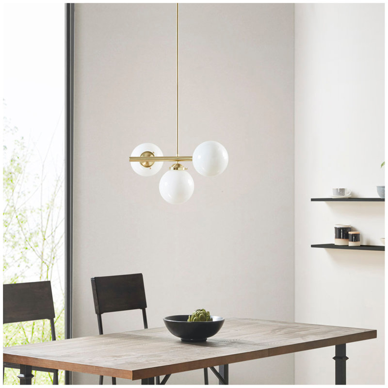3-Light Chandelier With Frosted Glass Globe Bulbs