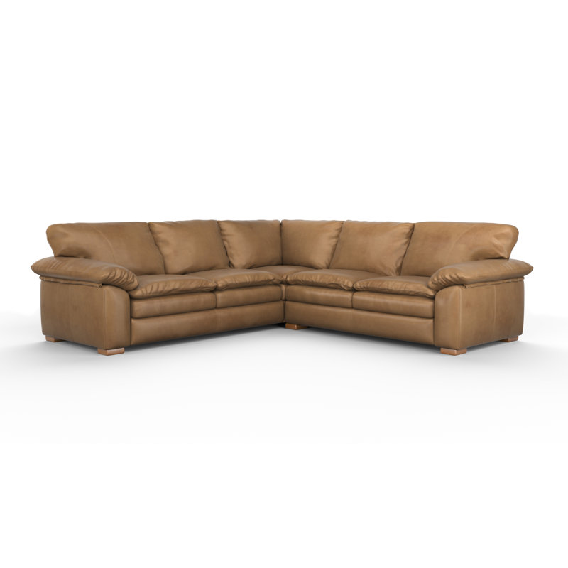 Boulder Deeper and Wider 2x2 100% Full Top Grain Leather Sectional, Montana Wood Genuine Leather