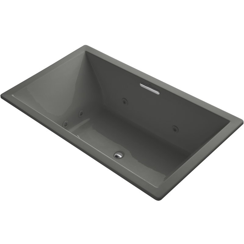 72-In x 42-In Heated Whirlpool Bath with Center Drain, Thunder Gray