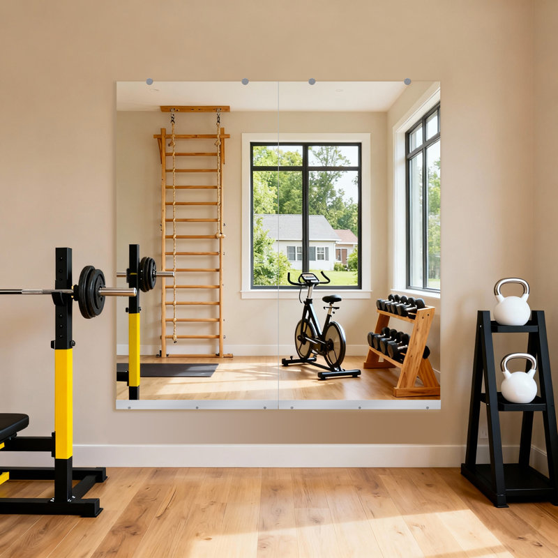 Home Gym Mirror, 48X24 Inch Large Frameless Full Length Mirror for Gym, Yoga, Exercise, Dance Studio, 1, 48" x 24"