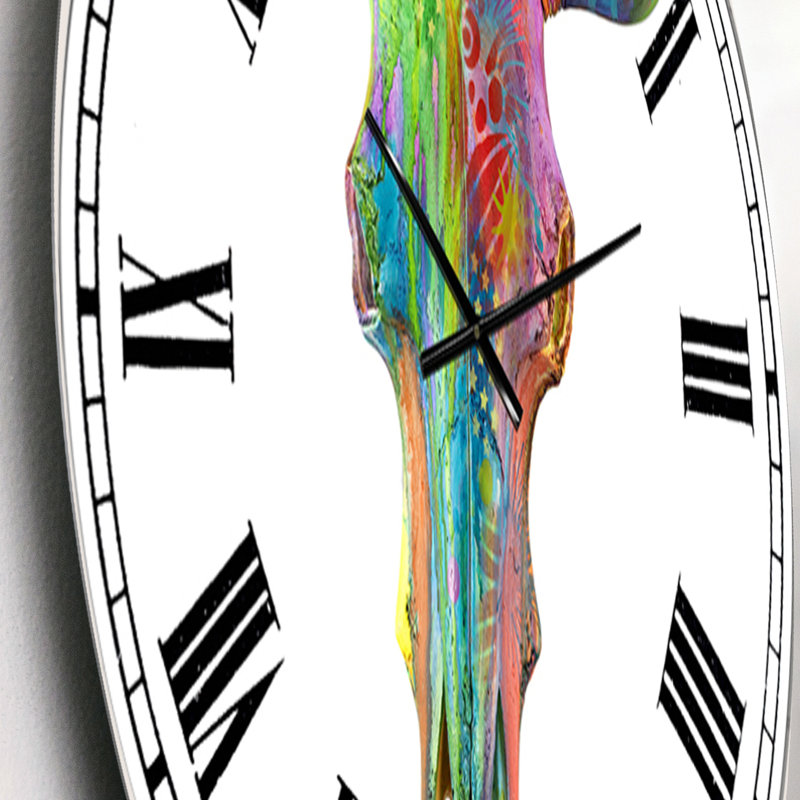 Horloge murale moderne Longhorn Rainbow Skull, Petit