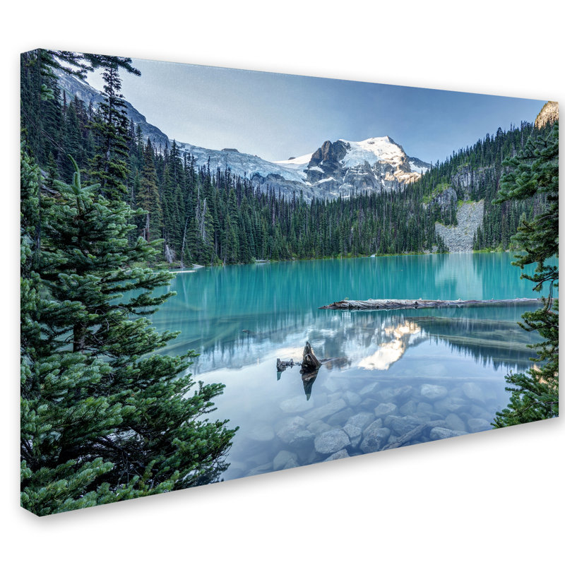 Large Framed Landscape Canvas Print in Blue and Green