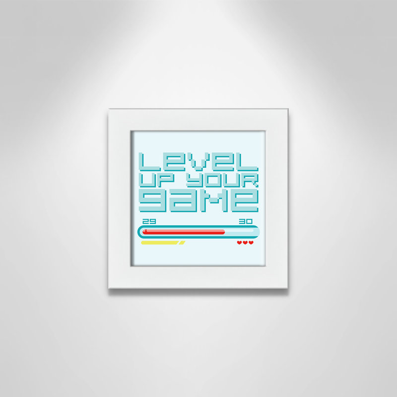 Niveau supérieur, art encadré, H 8 po x l 8 po x P 0,63 po, Cadre blanc