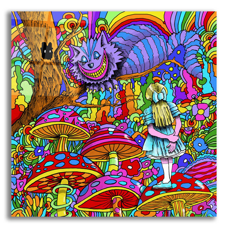 «Cheshire Cat Alice» par Howie Green, art mural en verre acrylique, H 12 po x l 12 po x P 0,13 po
